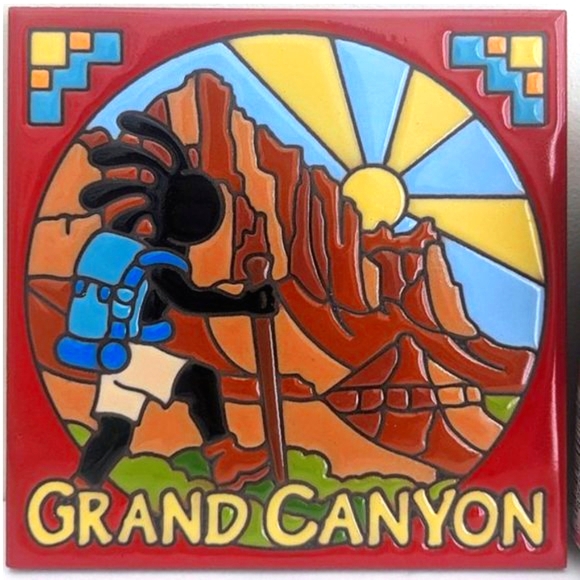 BUNDLE Earthtones Grand Canyon Kokopelli Hiker Tile Trivet Glacier National Park - Picture 3 of 12